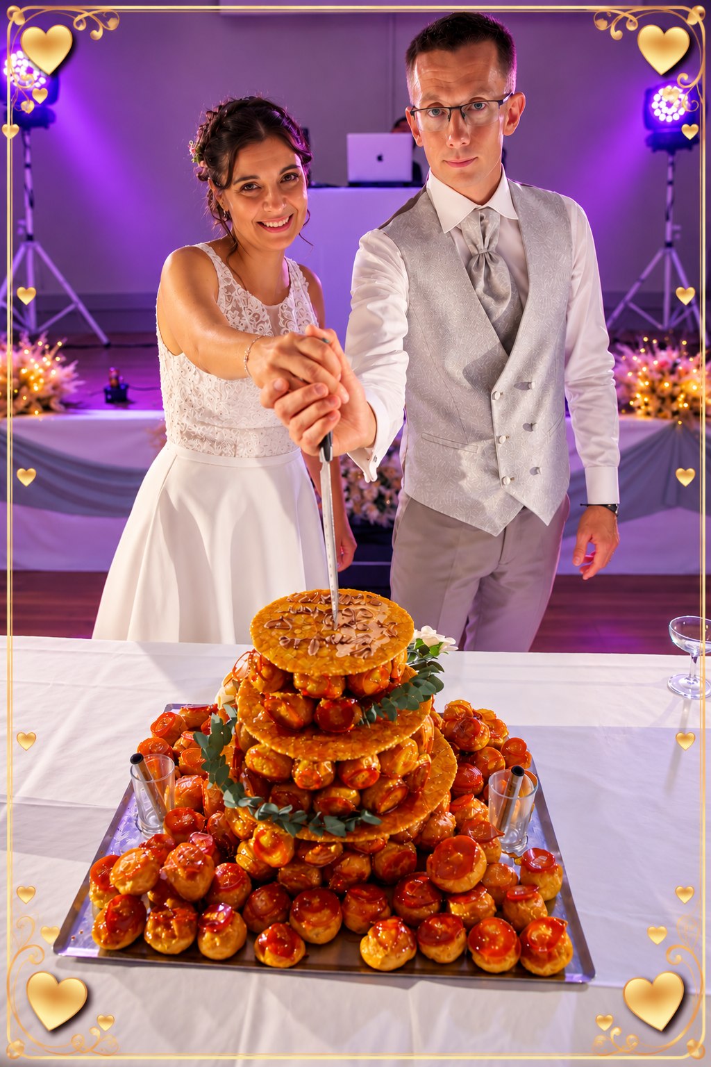 Mariés autour du croquembouche