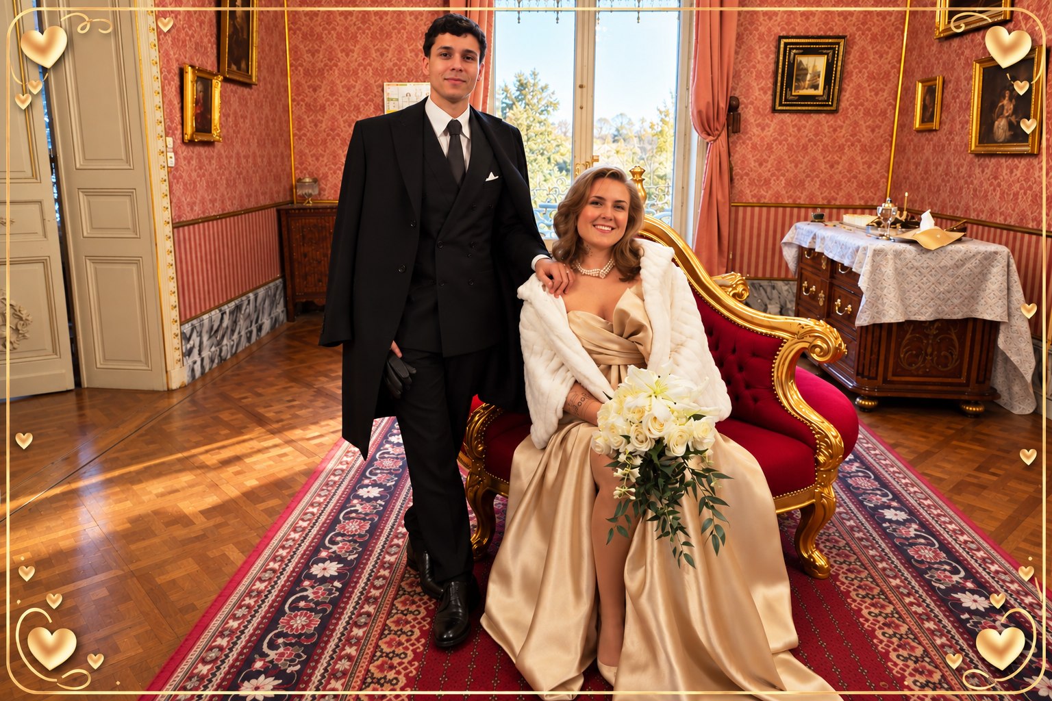 Portrait de mariage dans un salon élégant